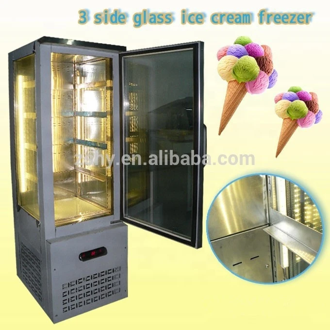 3 side glass ice cream freezer display (-25 degrees C)
