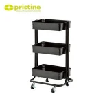 3 tiers powder coating home kitchen bathroom steel storage cart organizer cart trolley with basket storage cart