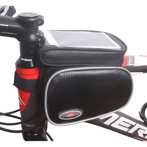300D PU coating and PVC Bicycle bag Bike Tube Paniers with Smart Phone Pocket