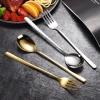 304/410 stainless steel Korean creative spoon fork cutlery hotel tableware dinner set silver gold serving student lunch box gift