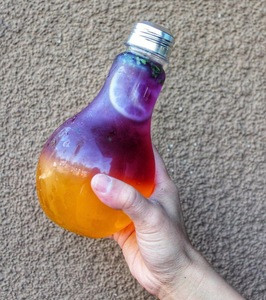 350 ml light bulb glass bottle with cap for bubble tea milk cold pressed juice