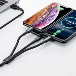 3in1 Data Cable Nylon Braided Wire Fast Charging Smart Phone USB Telephone Cable Micro Ios Typec Usb