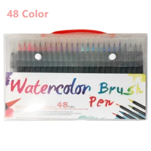 48Colors Watercolor Markers(Flexible Nylon Brush Tips)Refillable Water Blending Brush Paint Pen Art Supplies For Teen/Kid/Adult