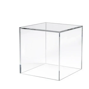 5 Sided Clear Acrylic Cube Display Stand Square Box Shop Holder Perspex Tray Case