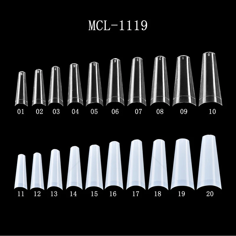 500pcs per Bag Artificial Fingernails False Nails Stiletto Curved Clear French Nails Salon Nail Tips