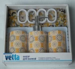 5PCS Cheap Ceramic floral decal Bathroom Set with shower curtain and hooks WS1063-BS-1619