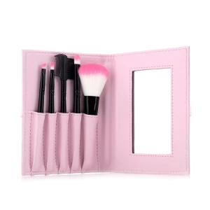 5PCS Two Tone Nylon Hair Cosmetic Kit Makeup Brush Set with Mirror