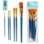 6 Pcs Flat Pointed Tip Synthetic Art Acrylic Paint Brushes