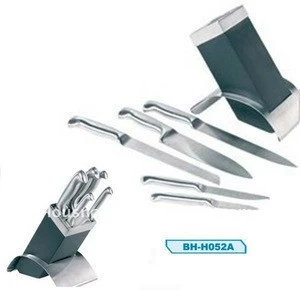 6pcs /set ,hollow handle , Match wood cutter holder all steel kitchen knife set with block