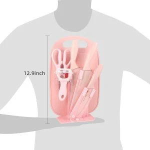 7 PCS pink kitchen stainless steel knife set with acrylic stand dishwasher safe 3 knives kitchen accessories with sharp scissors