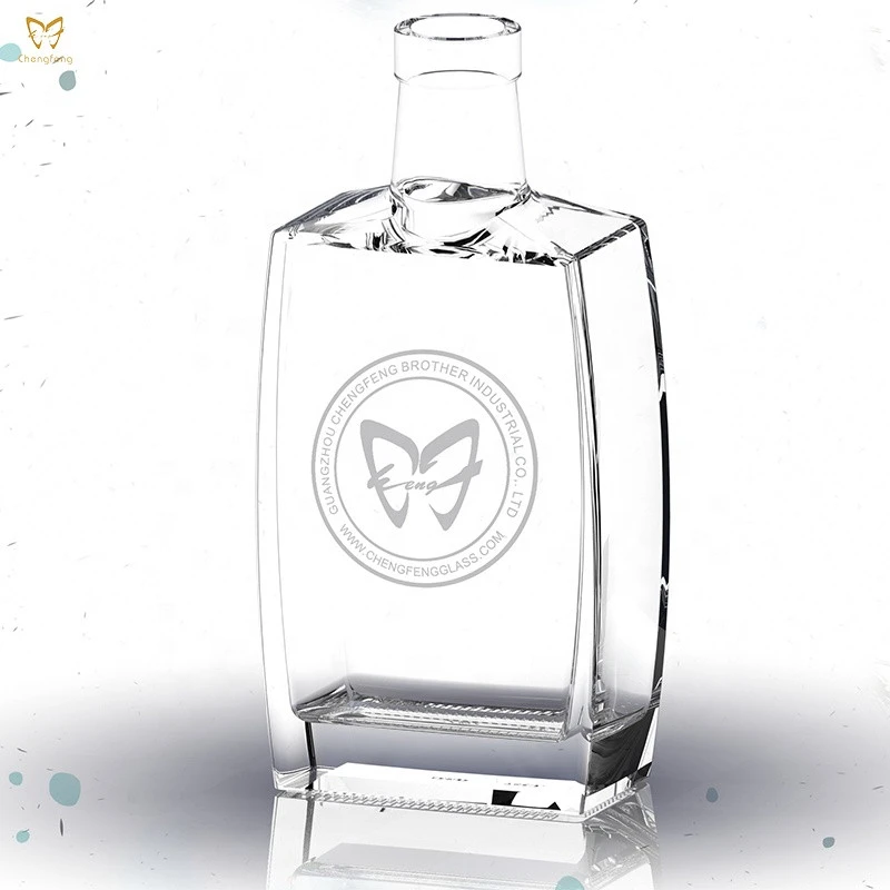 750 ml rectangle square frosted glass rum bottle for tequila