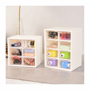 8-compartment tabletop transparent household desk  jewelry cosmetic plastic drawer organizer box mini dustproof