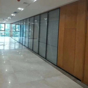 83mm thickness glass and full panel fixed partition wall