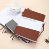 A5 Customized logo hard cover PU leather cheap promotional grid notebook with elastic school and bussine supplier