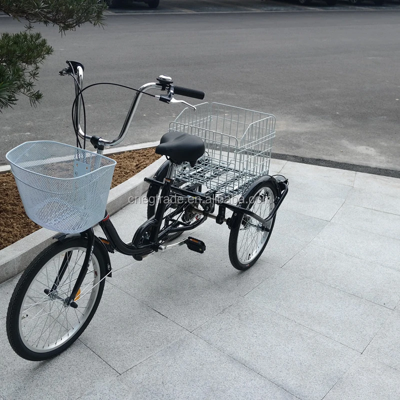 adult tricycle/three wheel bicycle with folding basket for elderly