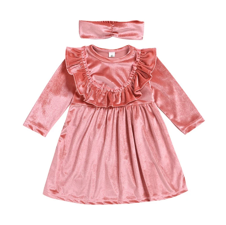 AGRADECIDO Toddler Baby Long Sleeve Skirt Ruffle Dress Pleated Kids Dresses For Girls Outfits