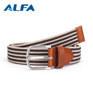 Alfa China Suppliers Brand 2017 Mens Jeans Cotton Fabric Striped Elastic Belt