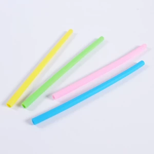 Amazon hot Reusable Silicone Straws Long Flexible Silicone Drinking Straws with Cleaning Brush