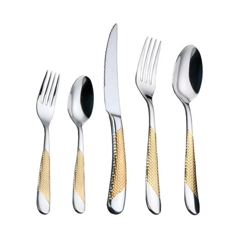 Amazon hot sale NEW luxury royal restaurant hotel cutlery tableware dinner knife spoon fork stainless steel gold flatware set