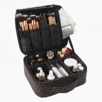 Amazon Hot Sale Portable Leather Beauty Bag Organizer Travel Makeup Case Protective Cosmetic Bag