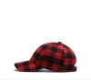 Amazon hot selling Unisex Classic Check red plaid fabric Black Baseball Caps Winter Warm Gorras Baseball hat