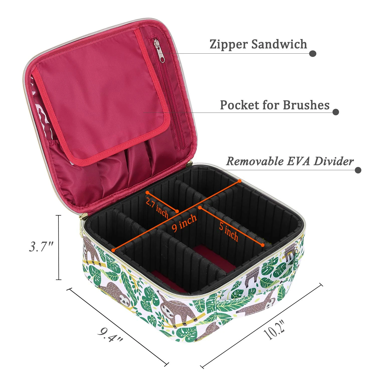 Amazon Sloth Large Capacity Digital Makeup Bag Kosmetiktasche Waterproof MakeUp Train Case Cosmetic Case Bags For Travel