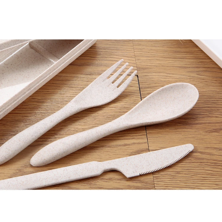 Amazon Top SellerWheat  Plastic Handle Cutlery, Factory Outlets Reusable Plastic Cutlery Set