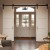 Import American country style classical interior flat track barn door with hardware kit for dining room from China