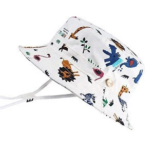 Animal Design 100% Organic Cotton Fisherman  Hat Toddler Kids Baby Breathable Reversible UPF 50+ Sun Protection Bucket Hat