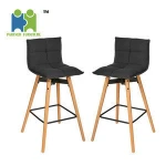 (ATIEL-F)  Modern Style High Quality Linen Fabric Cover Soft Seat Bar Chair, Black
