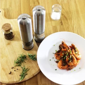 Automatic Electric Stainless Steel Salt Pepper Grinder, Adjustable Ceramic Sea Salt & Pepper Grinder, Pepper & Salt Mill