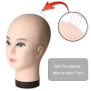 Bald Female Cometology Mannequin Head Training Head For Wig Making Head Stand T-Pins Black Skin
