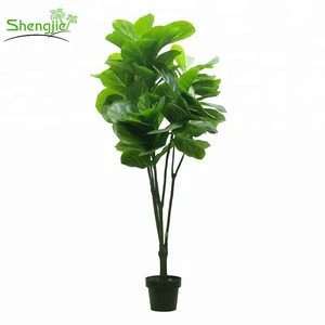 Best quality artificial indoor ornamental green fiddle foliage plant