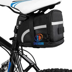 Bicycle Pack Under Seat Pouch Bike Saddle Bag Water Resistant Bicycle Under Seat Pouch Wedge Packs with Reflective Stripes Black