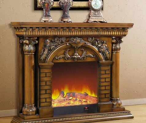 Bisini Antique Solid Wood Overheating Protected Fireplace, Decorative Electric Fireplace For Living Room BF05-0859