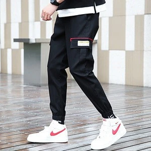 BK-9103 100% cotton black hip hop style trouser men waterproof pants in stock / OEM Custom
