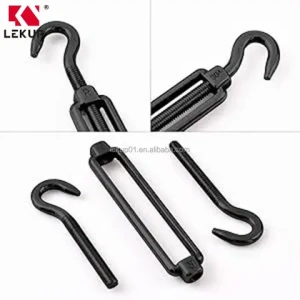 Black Turnbuckle M8 Stainless Steel Hook & Hook Turnbuckle for Wire Rope Tension Sun Shade Tent Installation