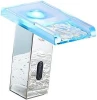 BWE Bathroom LED Light Touchless Basin Faucet With 3 Colors Waterfall Glass Spout Bathroom Faucet