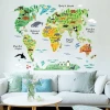 Cartoon wall sticker colourful world map wall stickers decal removable cartoon animation wall stickers for kids room home decor