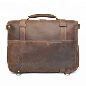 Causal Fashion Custom Real Leather 15 inch Laptop Shoulder Travel Messenger Bag