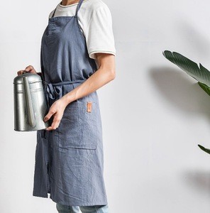 Charmcci 505009 Foreign plain Nordic adult cotton apron kitchen Japanese simple home work clothes custom-made logo