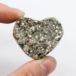Cheap Wholesale Price  Natural  Pyrite Heart Crystal Stone Gift Ornaments