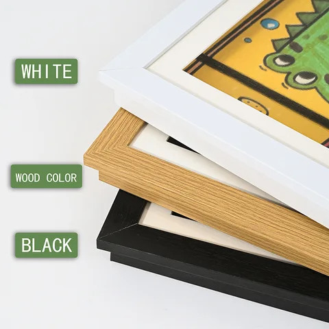 Children Art Frame Storage Front Opening Changeable Kids Art Display Wood Picture Frame