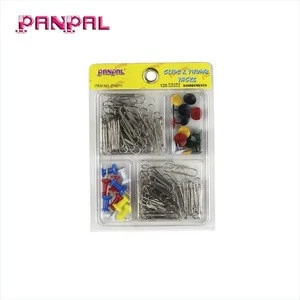 China factory supply 125pc mini office stationery set, includes thumb tack, push pin, paper clip