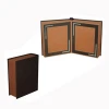 Chinese Factory Supply Wholesales Fashion High-End Book Shape Folded Backrest Tube  Brown Leather Photo Album