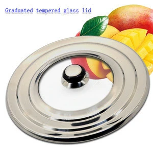 Cookware stainless steel tempered glass insert pan lid cover with bakelite handle