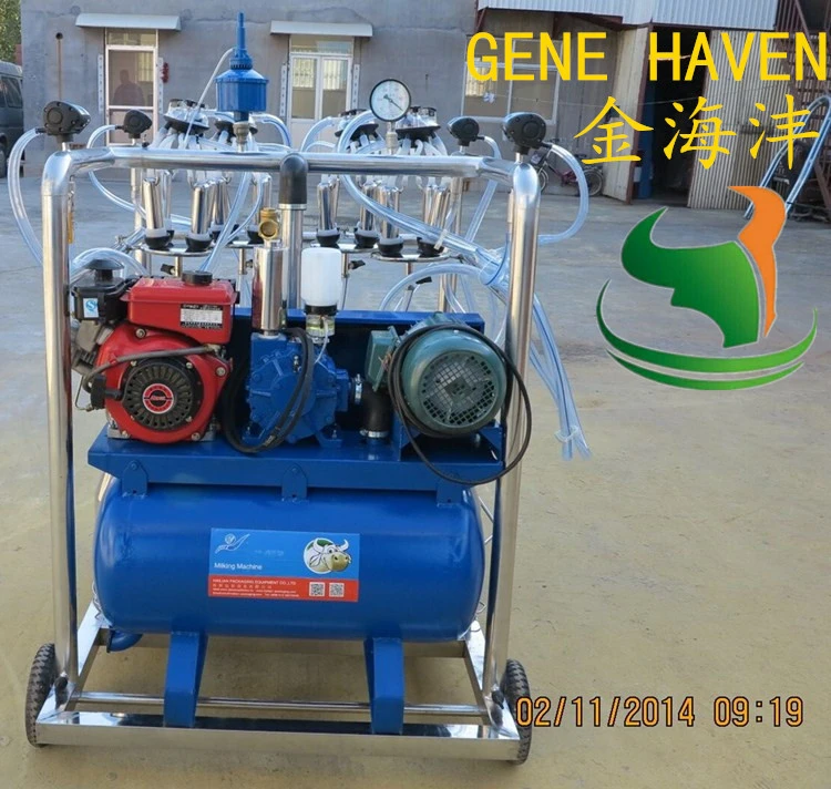 Cow/Goat 4 Buckets Mobile Milking Machine With Diesel Engine and Electric Motor