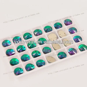 crystal round rivoli Emerald sew on rhinestones shiny crystal textile accessories