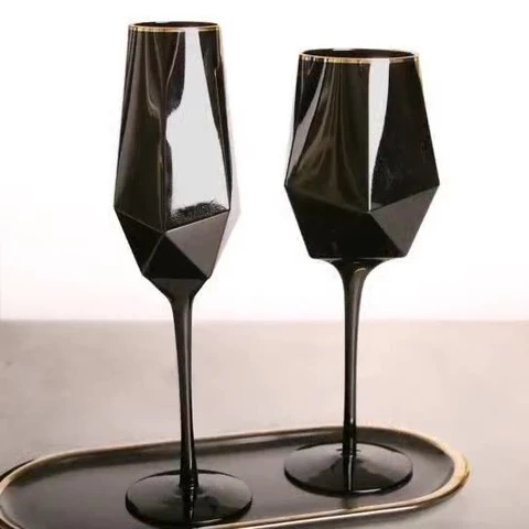 Crystal Wine Glassware Colored Champagne Flute Black Glass Goblet Black Drinking Glasses Goblet Wine