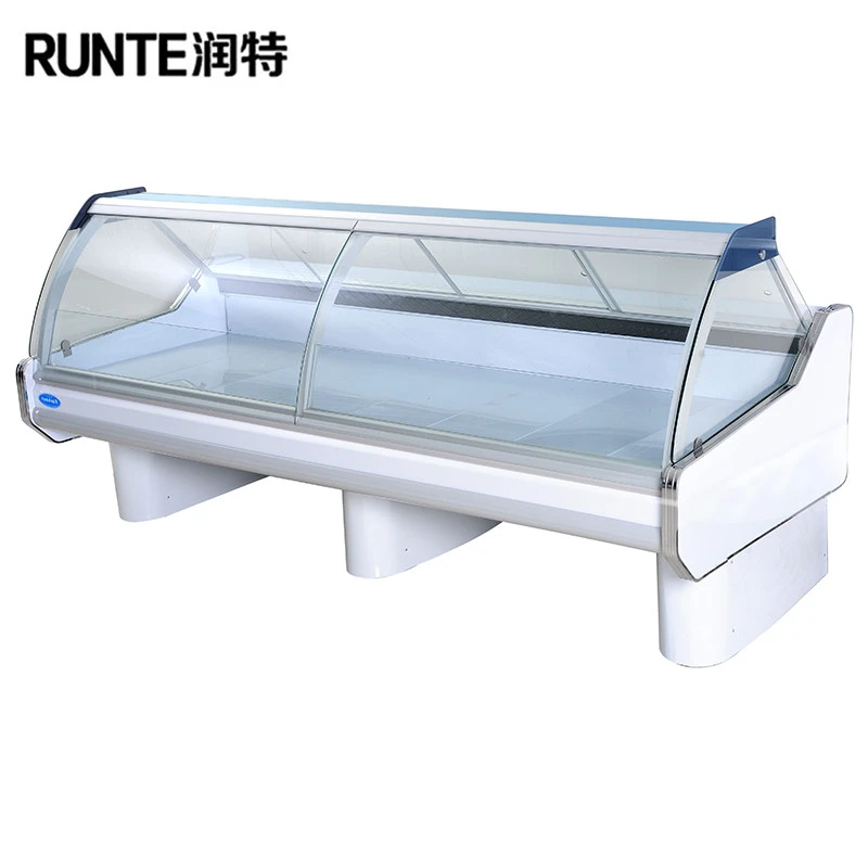 Curved glass type refrigerated display chiller/ supermarket delicatessen meat freezer
